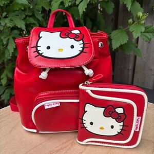 Vtg Rare 2003 Y2K Sanrio Hello Kitty Red Mini Kids Backpack With Matching Wallet